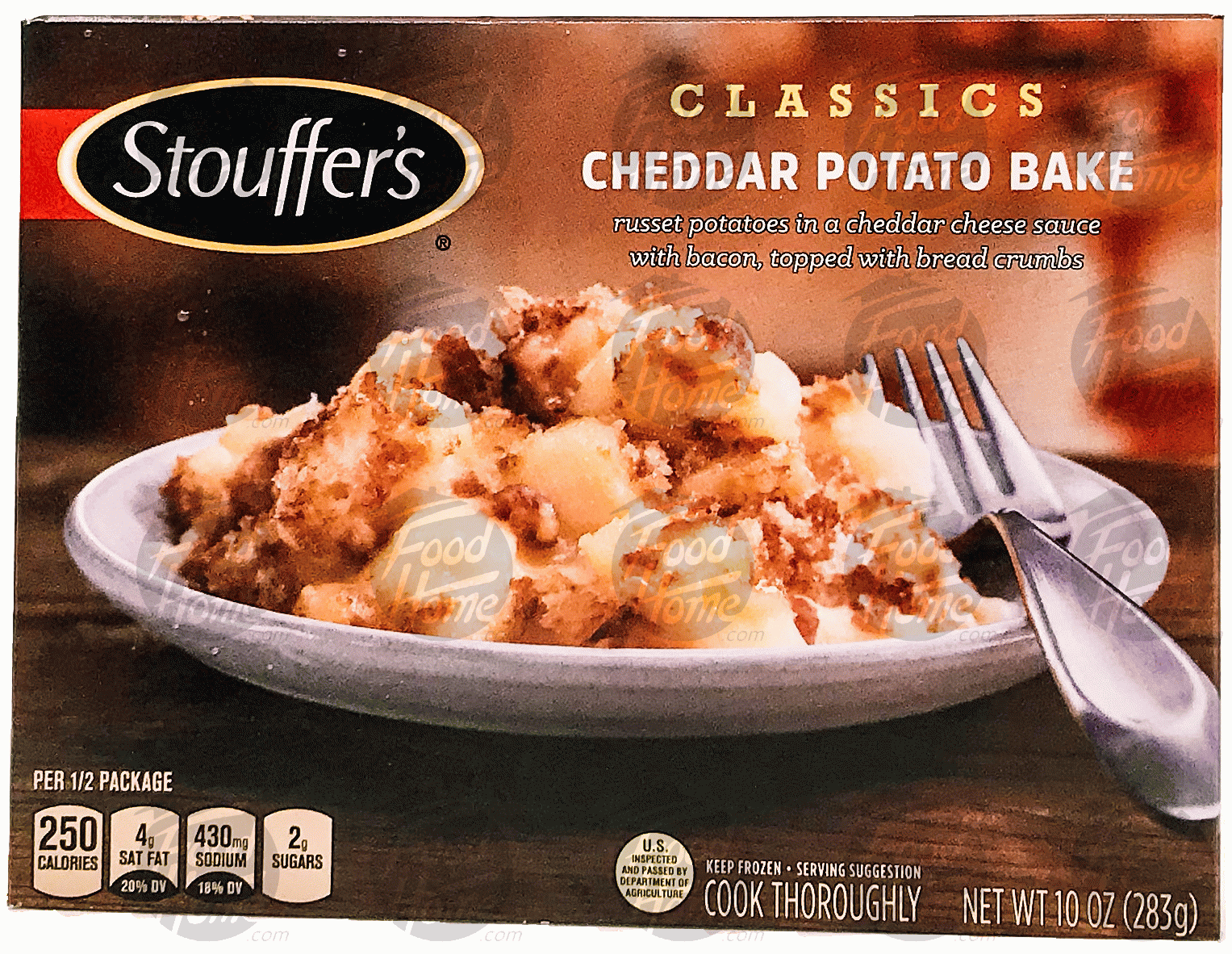 Stouffer's Simple Dishes cheddar potato bake; russet potatoes in a cheddar cheese sauce with bacon, topped with bread crumbs Full-Size Picture